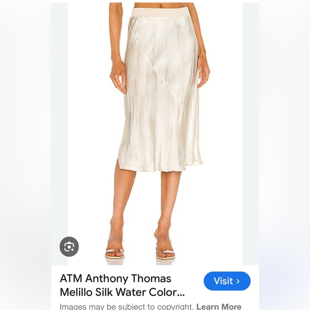 ATM Anthony Thomas Melillo Cream Water Color midi skirt